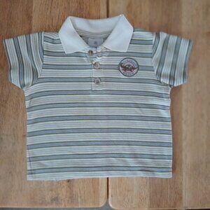 Cute beige stripe S/S polo shirt sz 24 mos. baby boy